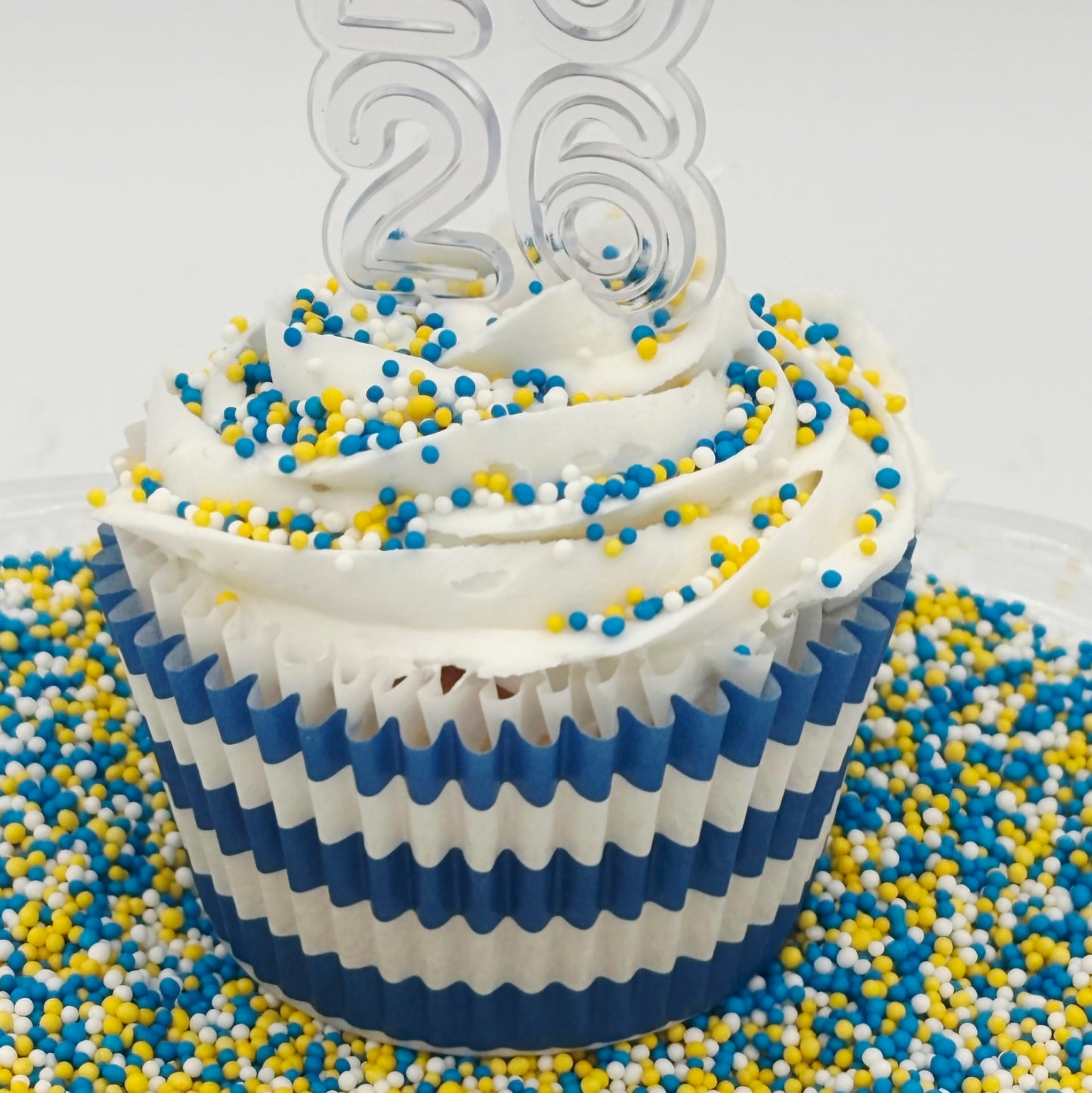 Royal Blue Yellow White Graduation Nonpareil Mix