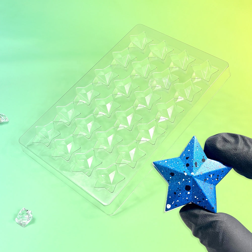 Professional Geometric Star Chocolate Mold – POM Plastic Candy Mold Tray 28 Cavities