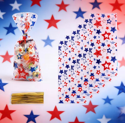 Patriotic Cello Treat Bags 20 Count