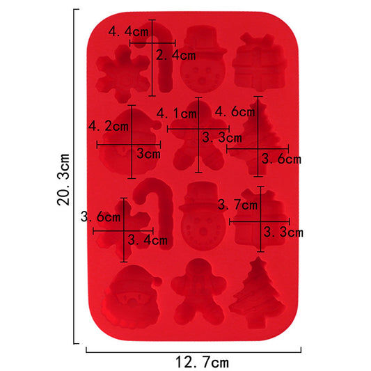 Christmas Silicone Santa And Friends Chocolate Mold 12 Cavity