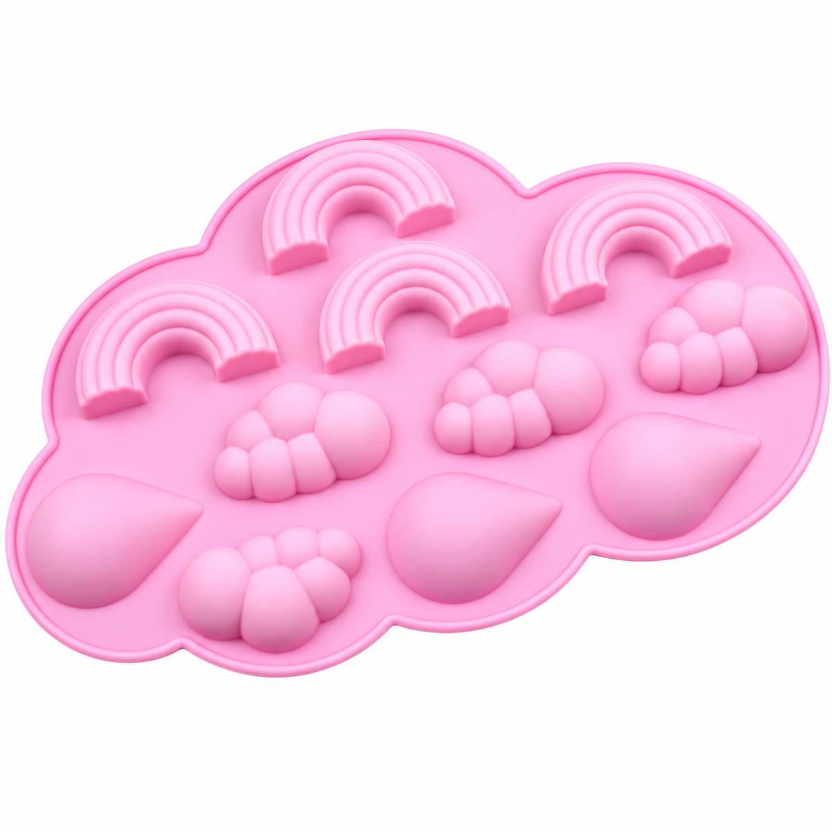 Rainbow, Cloud & Raindrop Silicone Chocolate Weather Mold – 10 Cavity
