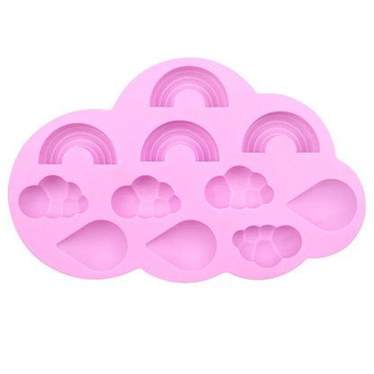 Rainbow, Cloud & Raindrop Silicone Chocolate Mold – 10 Cavity