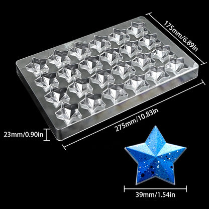 Professional Geometric Star Chocolate Mold – POM Plastic Candy Mold Tray 28 Cavities