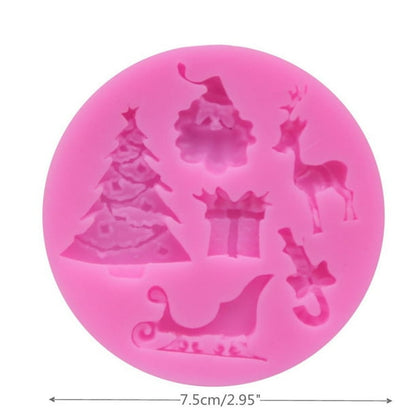 Christmas Silicone Mold Santa Tree Sleigh 6 Cavity