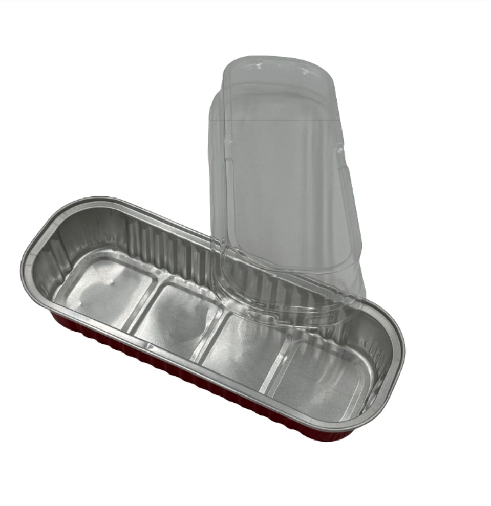 Disposable Mini Loaf Pans With Lids Red 5 Count