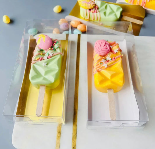 Clear Cakesicle Box White Insert 6 Count