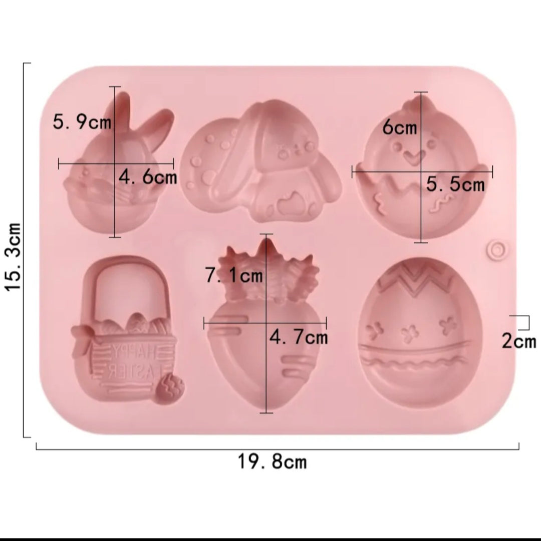 Easter Shapes Mini Cakes & Chocolate Mold 6 Cavity