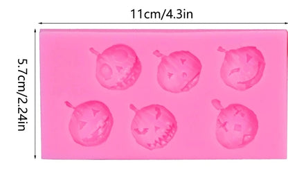 Halloween Jack-o-Lantern Fondant Mold - 6 Cavity Pumpkin Face Cake Decorating