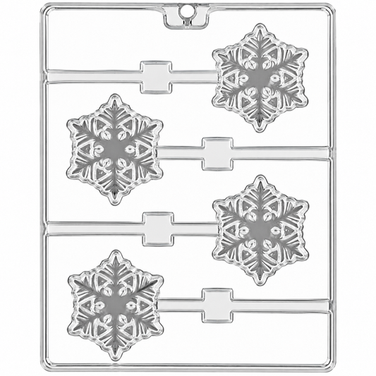 Snowflake Chocolate Lollipop Mold – 4 Cavity