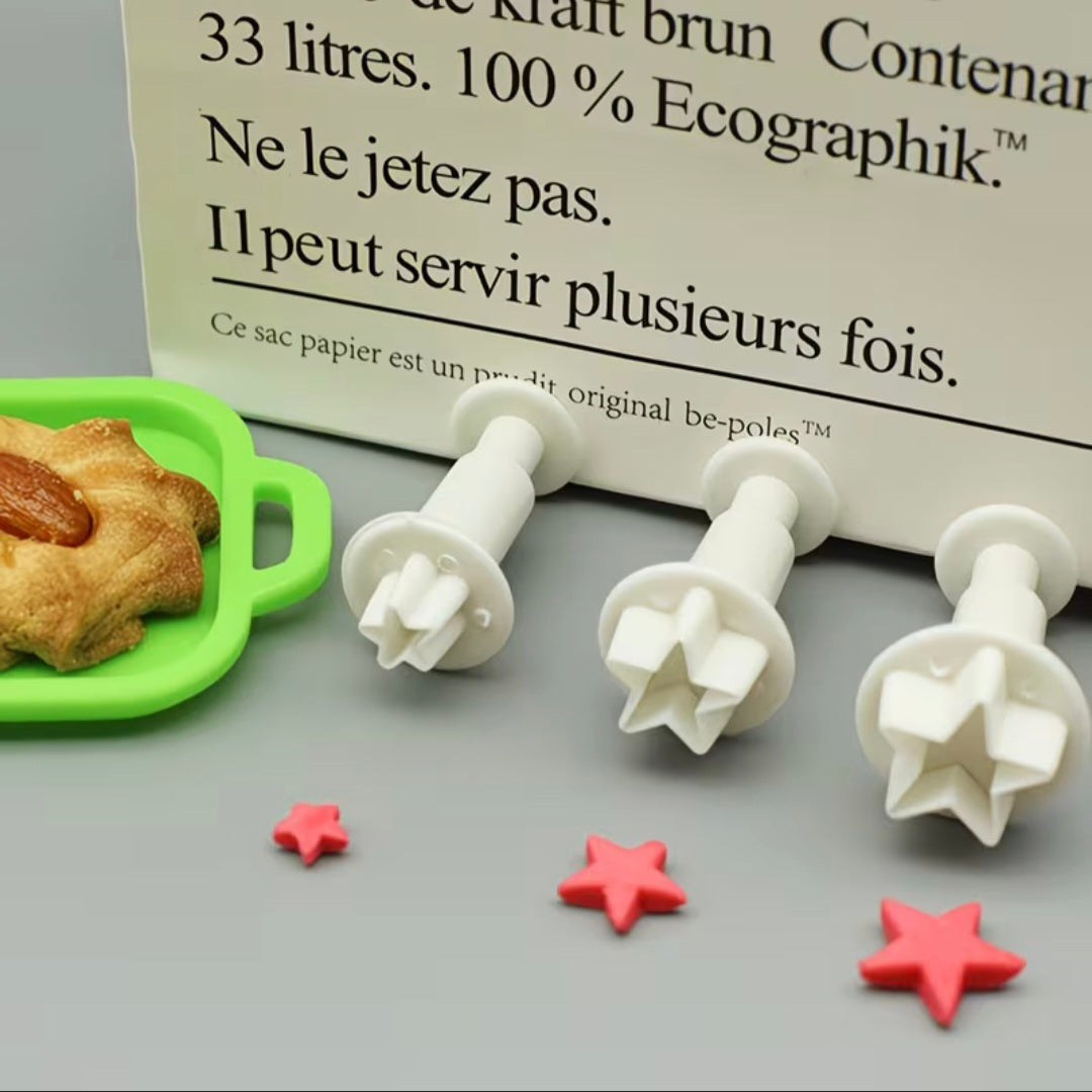 Mini Star Plunger Cutter Set of 3 – Fondant & Gum Paste Decorating Tools