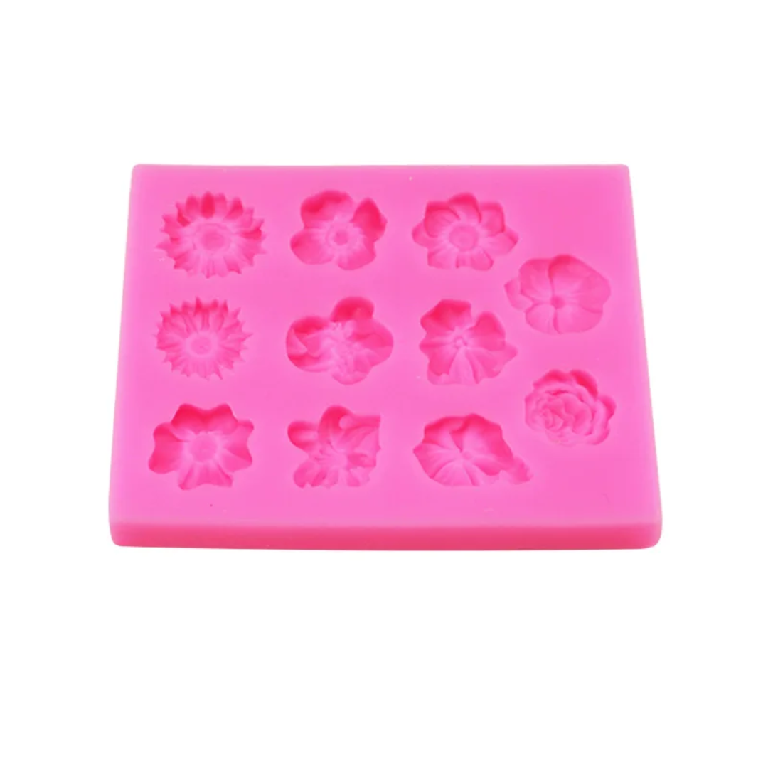 Assorted Mini Flowers Fondant & Gum Paste Silicone Mold – 12 Designs