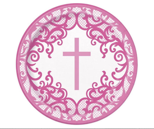 Cross Plate Pink 7in