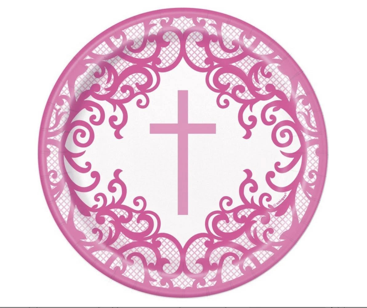 Cross Plate Pink 9in