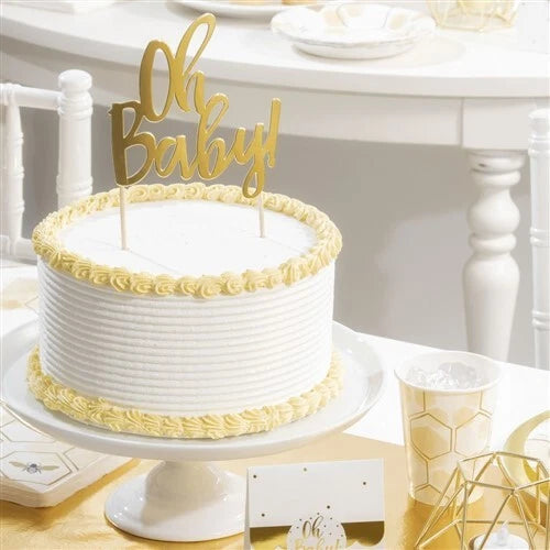Oh Baby Cake Topper Gold