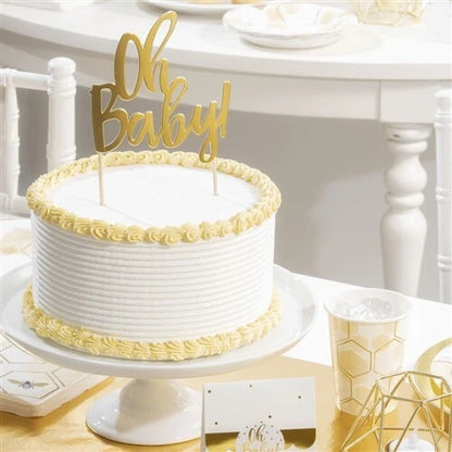 Oh Baby Cake Topper Gold
