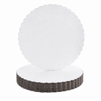 10in White Scalloped Cake Board