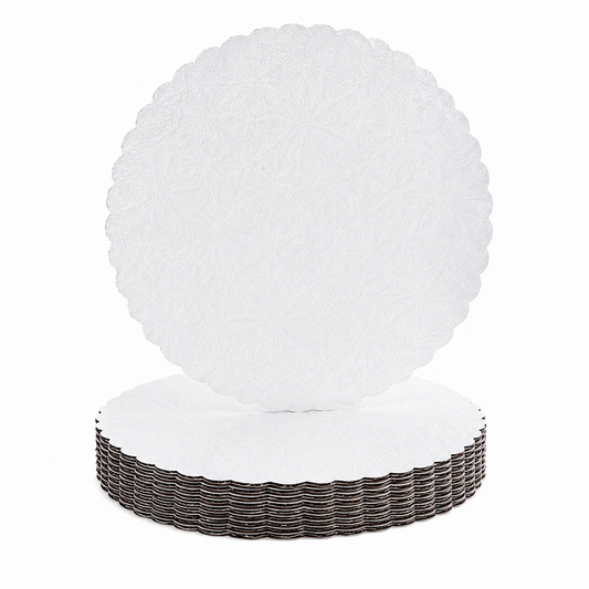 10in White Scalloped Cake Board