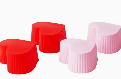 Red & Pink Heart Silicone Cups