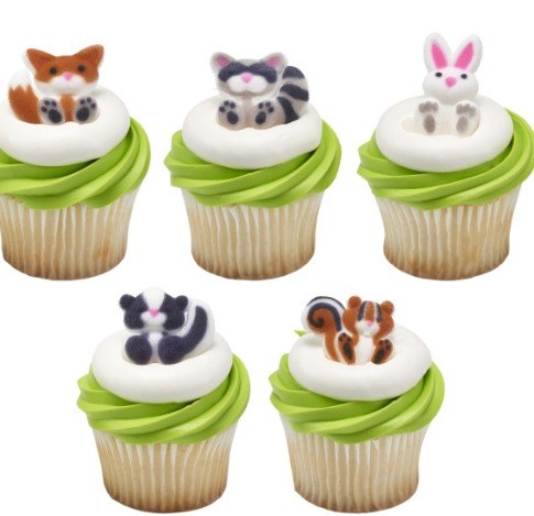 Edible Decorations Woodland Animals 1 1/2in 5-Count