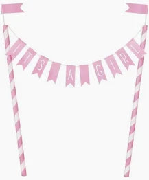 It's a Girl Bunting Cake Topper