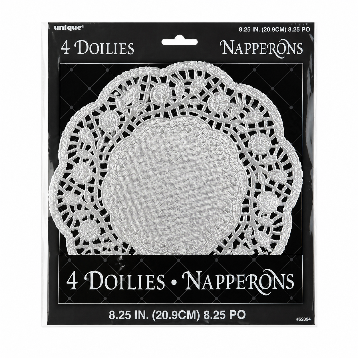 Unique Silver Paper Doiles 8.25 Inch 4 Count