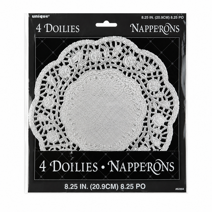 Unique Silver Paper Doiles 8.25 Inch 4 Count