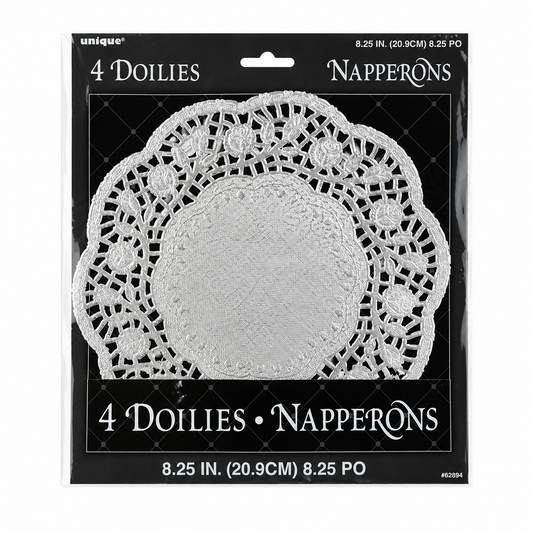 Unique Silver Paper Doiles 8.25 Inch 4 Count