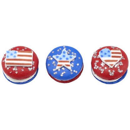 American Flag Shapes July 4 Cupcake Icing Toppers 1.5in 6-Count