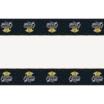 Stars & Caps Congrats Grad Plastic Tablecloth