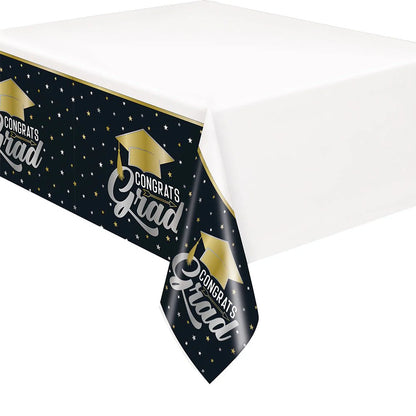 Stars & Caps Congrats Grad Plastic Tablecloth