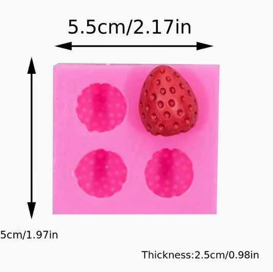 Strawberry Silicone Candy Mold 4 Cavity Fruit Chocolate Mold