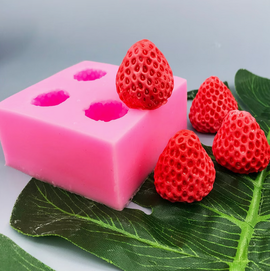 Strawberry Silicone Candy Mold 4 Cavity Fruit Chocolate Mold