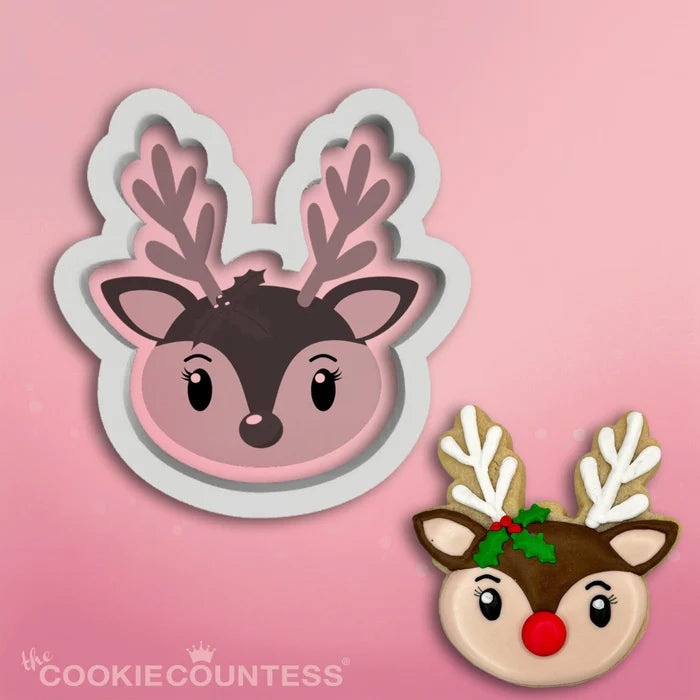 Reindeer Face Cookie Cutter 4in