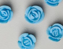 Blue Mini Roses Icing Toppers 40ct