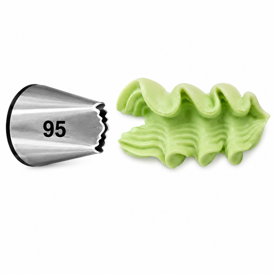 French Plume Ruffled Petals & Borders Piping Tip #95 - Wilton Stainless Steel Petal Decorating Tube