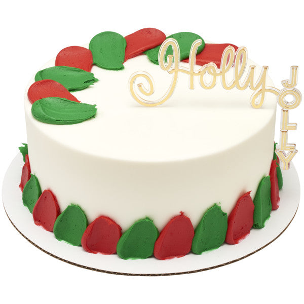Holly Jolly Gold Cake Topper