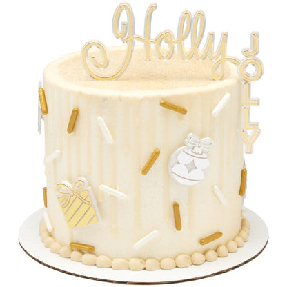 Holly Jolly Gold Cake Topper