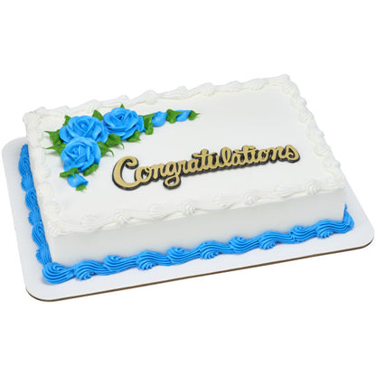 Congratulations Cake Topper – Gold Script Graduation Cake Deco