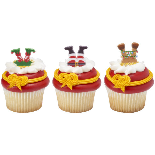 Cupcake Topper Christmas Whimsical Hands And Feet 12 Count
