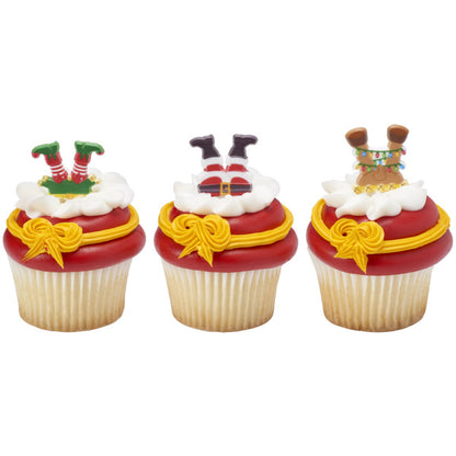 Cupcake Topper Christmas Whimsical Hands And Feet 12 Count