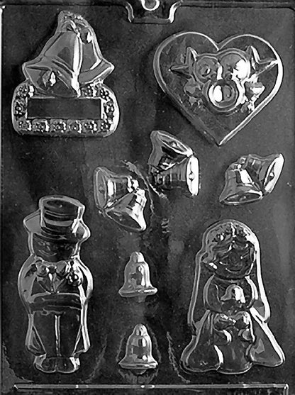 Bride & Groom Wedding Chocolate Mold – Assorted Bells & Hearts