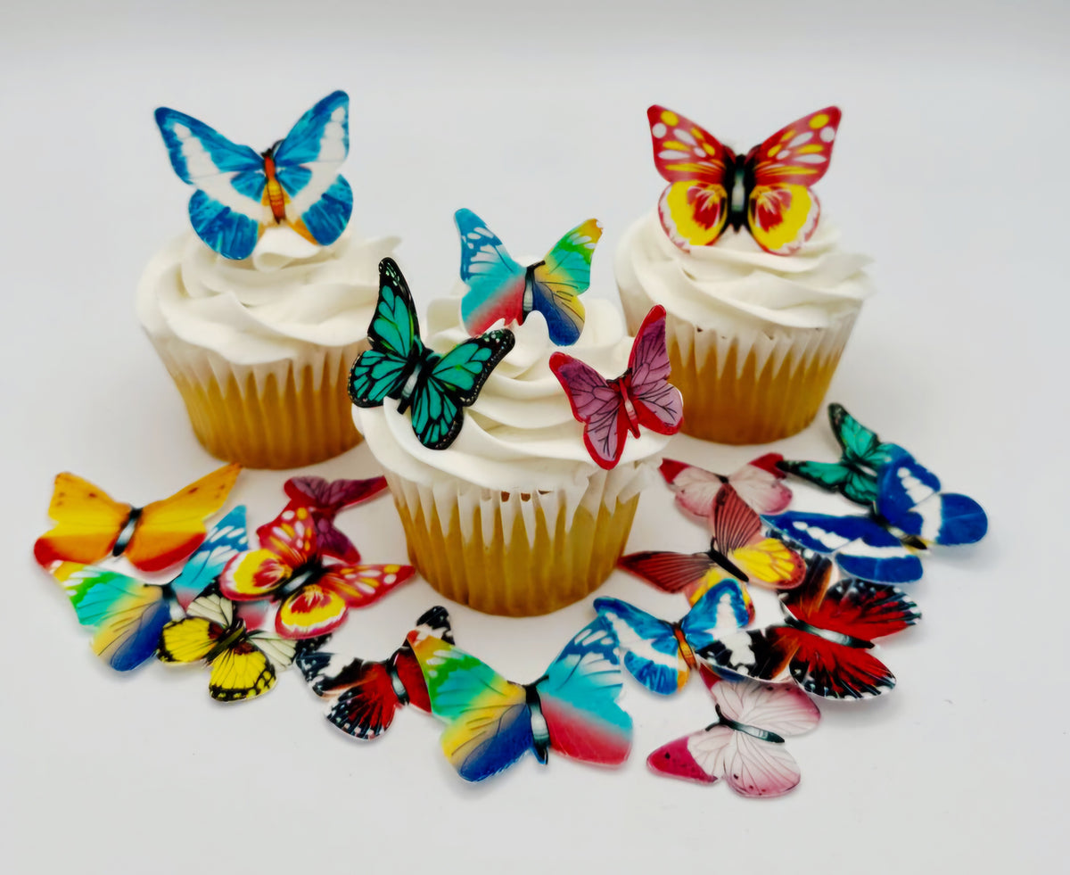 Butterfly Cake Decor Edible Wafer Butterflies 50-Count