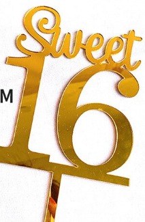 Sweet 16 Gold  Cake Topper