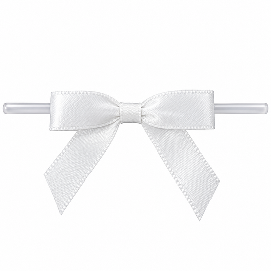 White Bow With Twist Tie 10ct